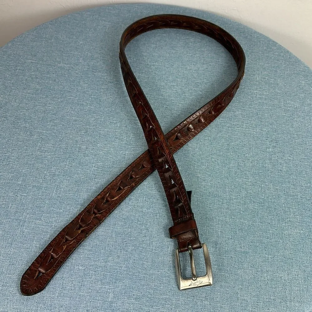 Greg Norman Brown Leather Braided Belt Size 38